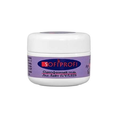 Однофазный гель, Лэд Лайт (UV/LED), прозрачный, 15 гр. Sofiprofi.