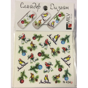 Слайдер-дизайн для ногтей, Milv, зимний N 434p