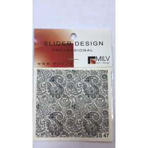 Слайдер-дизайн для ногтей, Milv, турецкие огурцы. S 047ch, черный