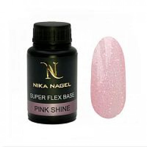 NN База камуфлирующая с шиммером, 30 мл. Super Flex PINK SHINE. Nika Nagel. (0562)