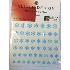 Слайдер-дизайн для ногтей, Milv, зимний, S 158, голубой