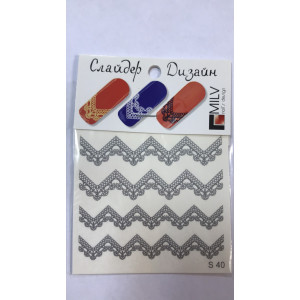 Слайдер-дизайн для ногтей, Milv, френч, S 040s, серебро