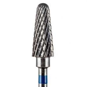 Фреза твердосплавная, Nail Service, конус закругленный, насечка средняя, синяя, диаметр: 4мм, рабочая часть 13мм