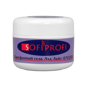 Однофазный гель для наращивания ногтей, Sofiprofi UV/LED, прозрачный, 50гр