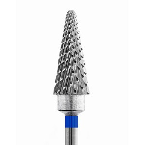 Фреза твердосплавная, конус, Nail Service, насечка средняя, синяя, диаметр 6мм, рабочая часть 14мм