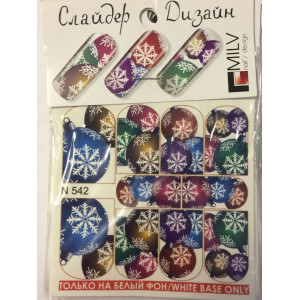 Слайдер-дизайн для ногтей, Milv, зимний, N 542