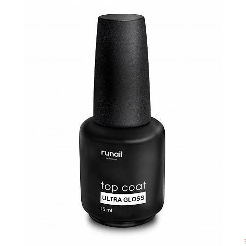 Финишное глянцевое (топ, завершающее) покрытие для гель-лака, TOP СOAT ULTRA GLOSS, без липкого слоя, 15 мл. RuNail.