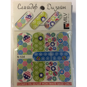 Слайдер-дизайн для ногтей Milv, N 534