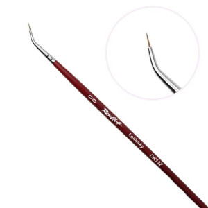 Кисть для дизайна ногтей, ROUBLOFF, круглая, с согнутой обоймой, натуральный колонок, 4640, DK13Z, №0,00