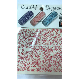 Слайдер-дизайн для ногтей, Milv, S 183, красный