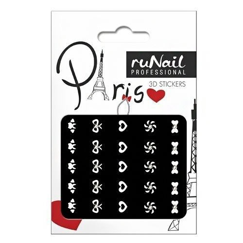 Наклейки для дизайна ногтей 3D (белые фигурки) №1668. Runail. купить в интернет магазине NailService.ru - Москва  