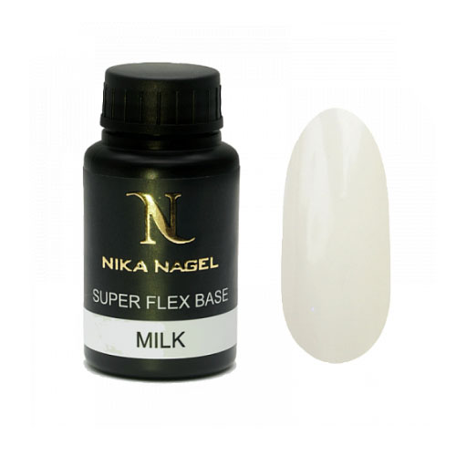 База SUPER FLEX Milk rubber, камуфлирующая, средняя вязкость (белое), 30 мл. Nika Nagel.