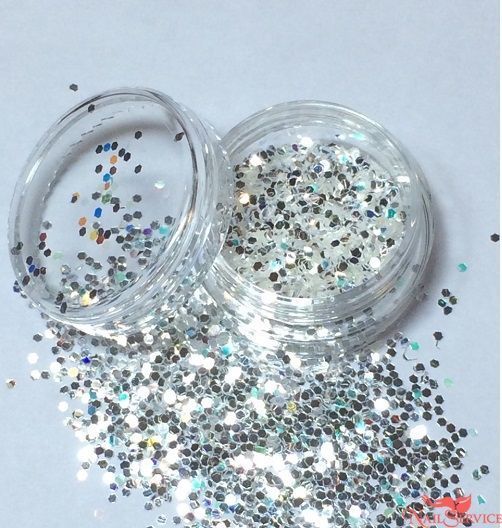 Дизайн для ногтей: конфетти круглые (белое серебро) купить в интернет магазине NailService.ru - Москва  