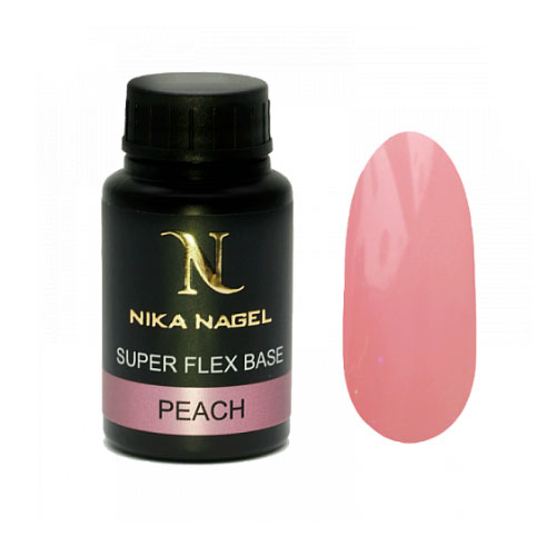 База SUPER FLEX Peach rubber, камуфлирующая, средняя вязкость  (персиковое), 30 мл. Nika Nagel.