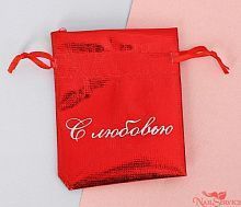 Мешочек подарочный из парчи "С любовью", 8 х 10 см купить в интернет магазине NailService.ru 