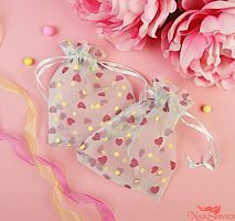 Мешочек подарочный из органзы "Конфетти сердец", 10 х 12 см купить в интернет магазине NailService.ru 
